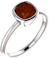 Cushion-Cut Garnet Solitaire Ring in Sterling Silver