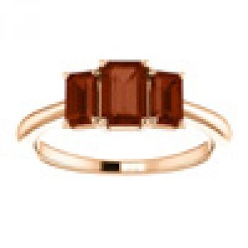 14K Rose Gold Three Stone Emerald-Cut Garnet Ring 2