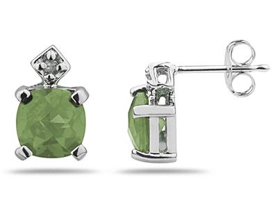 1.20 Carat Sea Green Amethyst & Diamond Earrings
