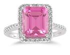 Pink Topaz Emerald-Cut Gemstone Ring in Sterling Silver