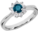 London Blue Topaz and Diamond Flower Ring in 14K White Gold