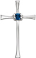 14K White Gold Blue Sapphire Cross Necklace with Hidden Bale