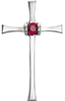 14K White Gold Ruby Cross Necklace with Hidden Bale