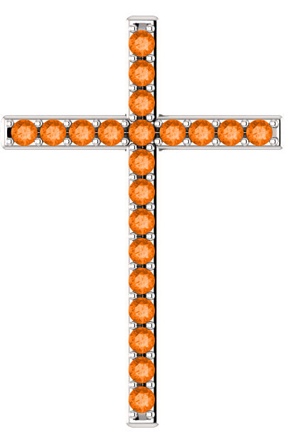 Sweet Myrrh Orange Topaz Cross Pendant in White Gold