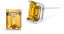 3.40 Carat Emerald-Cut Citrine Stud Earrings in 14K White Gold