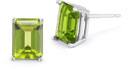 3.40 Carat Emerald-Cut Peridot Stud Earrings in 14K White Gold