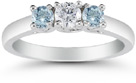 Three Stone Diamond and Aquamarine Ring, 14K White Gold