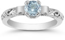 1/2 Carat Art Deco Aquamarine Engagement Ring, 14K White Gold