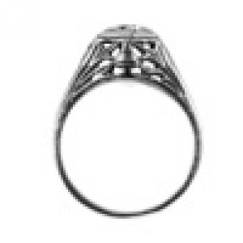 Heart Design Vintage Style White Topaz Ring in 14K White Gold 2