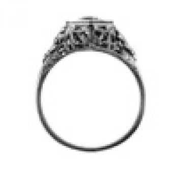 Vintage Floral Design Sapphire Ring in Sterling Silver 2