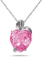 4.75 Carat Heart-Shaped Pink Topaz Pendant, 14K White Gold