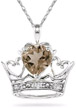 Crown Heart Smokey Quartz and Diamond Pendant