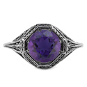 Art Deco Style Amethyst Ring in 14K White Gold
