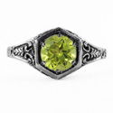 Art Nouveau Style Peridot Ring in Sterling Silver