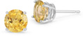 Citrine Stud Earrings, 14K White Gold