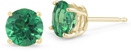 Emerald Stud Earrings, 14K Yellow Gold