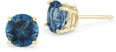 London Blue Topaz Stud Earrings, 14K Yellow Gold
