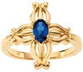 Insignia Sapphire Cross Ring in 14K Gold