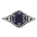 Heart Design Vintage Style Sapphire Ring in 14K White Gold