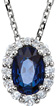 3/4 Carat Blue Sapphire and Diamond Necklace, 14K White Gold