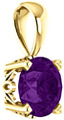 6mm Genuine Amethyst Solitaire Scroll Pendant, 14K Gold
