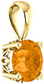 6mm Orange Garnet Solitaire Pendant, 14K Yellow Gold