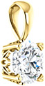 White Topaz Solitaire Pendant in Solid 14K Gold