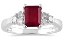 1 Carat Emerald-Cut Ruby Diamond Ring in 14K White Gold