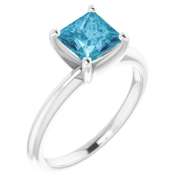 1 carat princess-cut aquamarine solitaire ring