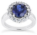 1 Carat Sapphire and 1/3 Carat Diamond Halo Engagement Ring