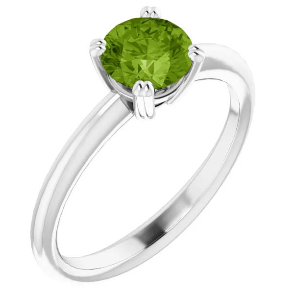 14k white gold 1 carat peridot solitaire ring