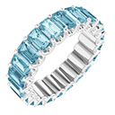 5-6 carat emerald-cut aquamarine eternity band, 14k white gold