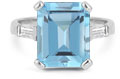 5 Carat Emerald-Cut Blue Topaz and Diamond Ring