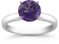 Amethyst Gemstone Solitaire Ring in 14K White Gold