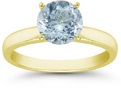 Aquamarine Gemstone Solitaire Ring in 14K Yellow Gold