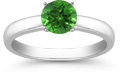 Emerald Gemstone Solitaire Ring in 14K White Gold