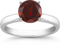 Garnet Solitaire Ring in Sterling Silver