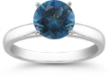 London Blue Topaz Gemstone Solitaire Ring in 14K White Gold