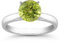 Peridot Gemstone Solitaire Ring in 14K White Gold