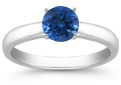 Sapphire Gemstone Solitaire Ring in 14K White Gold
