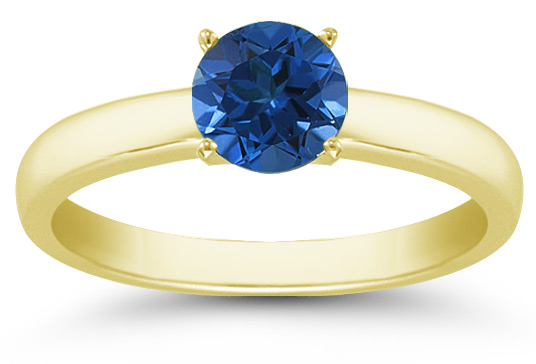 Sapphire Gemstone Solitaire Ring in 14K Yellow Gold