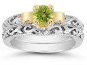 1/2 Carat Art Deco Peridot Bridal Ring Set