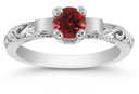 Art Deco Ruby Engagement Ring, 14K White Gold