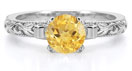 Citrine 1 Carat Art Deco Ring in Sterling Silver