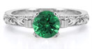 1 Carat Emerald Art Deco Engagement Ring, Sterling Silver