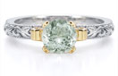 1 Carat Art Deco Green Amethyst Engagement Ring