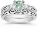 Green Amethyst 1 Carat Bridal Set in Sterling Silver