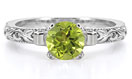 1 Carat Art Deco Peridot Engagement Ring, 14K White Gold