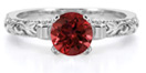 1 Carat Art Deco Ruby Ring in Sterling Silver