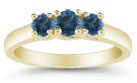 Three Stone London Blue Topaz Ring, 14K Gold